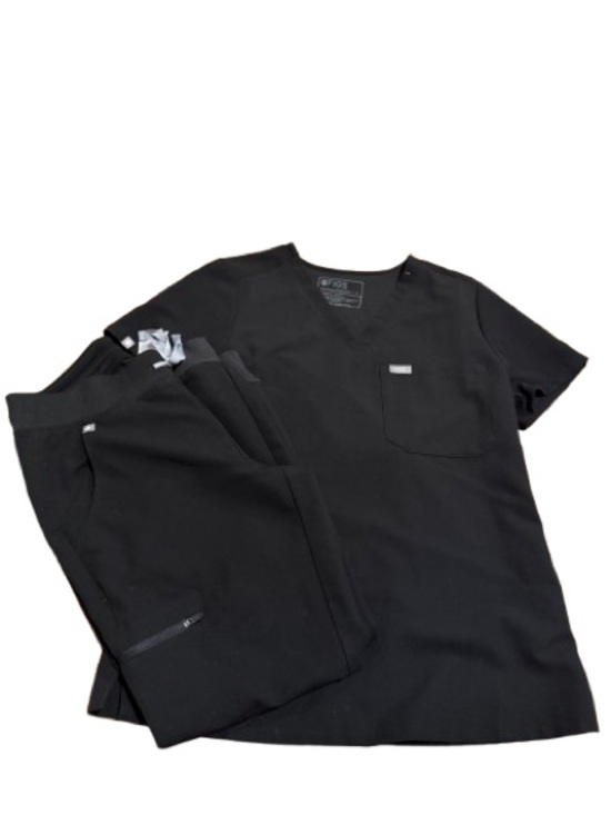 Figs Pants - FIGS Women's Black Technical Collection Scrub Top and Bottom Set Size Small